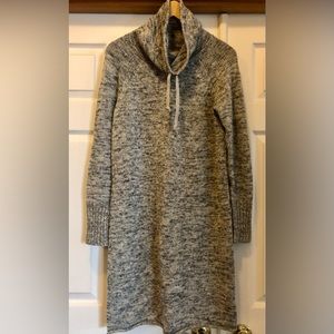 Athleta Traverse City Gray Heathered Cowl Neck Sweater Dress